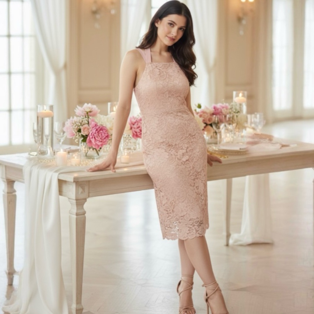 Sam Edelman Lace Petal Pink Thick Strap  Dress